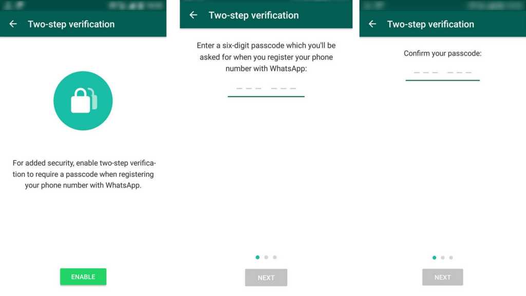 Two step verification password setup