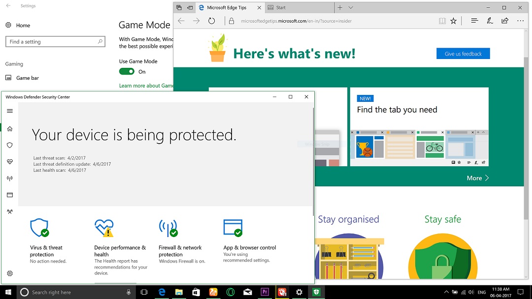 Windows 10 creators update edge browser